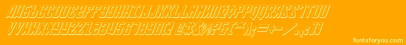 Soviet3DItalic-Schriftart – Gelbe Schriften auf orangefarbenem Hintergrund