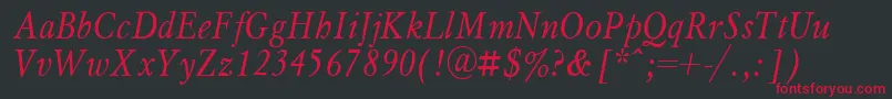 フォントMyslnita – 黒い背景に赤い文字
