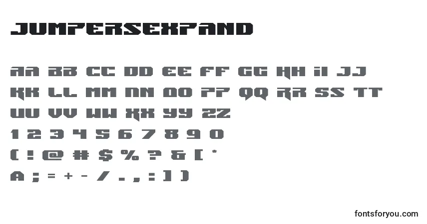 A fonte Jumpersexpand – alfabeto, números, caracteres especiais