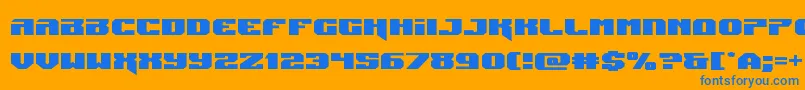 Jumpersexpand-Schriftart – Blaue Schriften auf orangefarbenem Hintergrund