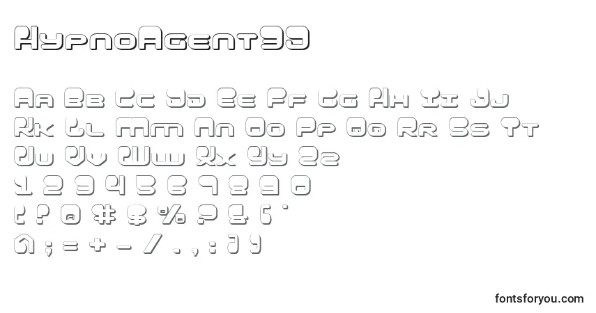 Schriftart HypnoAgent3D – Alphabet, Zahlen, spezielle Symbole