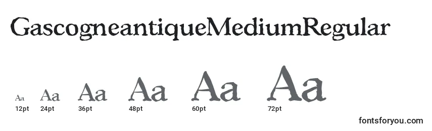 Размеры шрифта GascogneantiqueMediumRegular