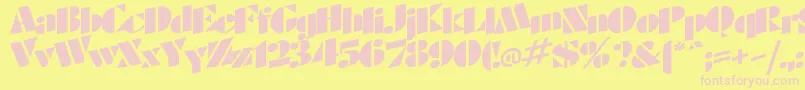 CrowsRegularTtnorm-fontti – vaaleanpunaiset fontit keltaisella taustalla