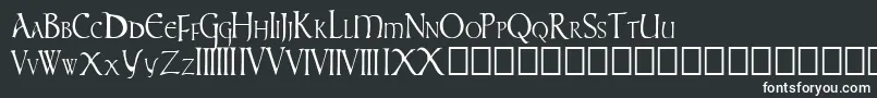 VespasianTimes-fontti – valkoiset fontit mustalla taustalla