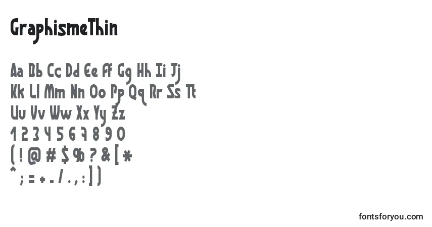 Schriftart GraphismeThin – Alphabet, Zahlen, spezielle Symbole