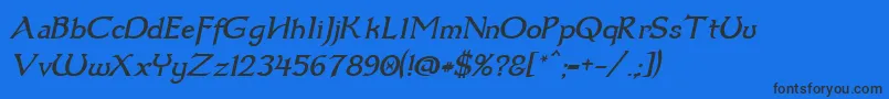 フォントDumbledor3Italic – 黒い文字の青い背景