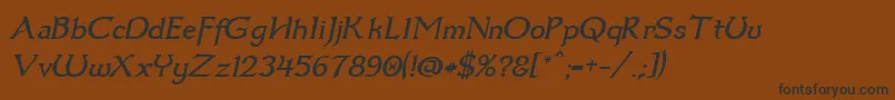Dumbledor3Italic-fontti – mustat fontit ruskealla taustalla