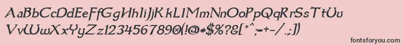 フォントDumbledor3Italic – ピンクの背景に黒い文字