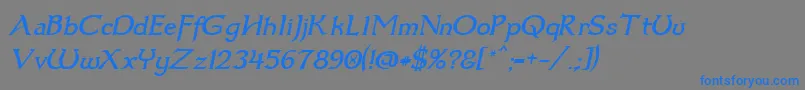 フォントDumbledor3Italic – 灰色の背景に青い文字