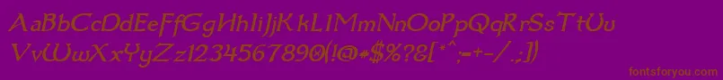 Dumbledor3Italic-Schriftart – Braune Schriften auf violettem Hintergrund