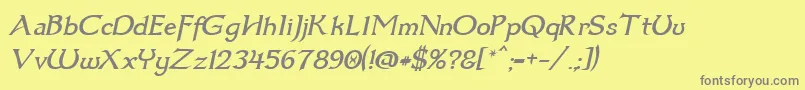 Fonte Dumbledor3Italic – fontes cinzas em um fundo amarelo