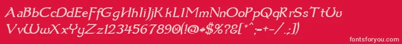 フォントDumbledor3Italic – 赤い背景にピンクのフォント