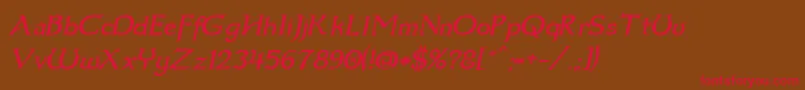 Fonte Dumbledor3Italic – fontes vermelhas em um fundo marrom
