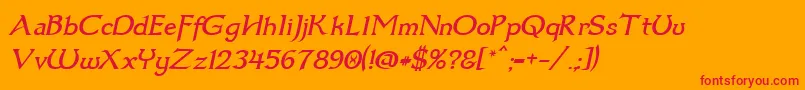 fuente Dumbledor3Italic – Fuentes Rojas Sobre Fondo Naranja