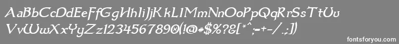 Dumbledor3Italic-Schriftart – Weiße Schriften auf grauem Hintergrund