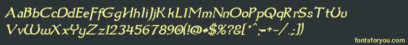 Dumbledor3Italic-Schriftart – Gelbe Schriften auf schwarzem Hintergrund