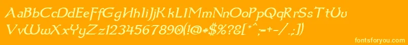 フォントDumbledor3Italic – オレンジの背景に黄色の文字