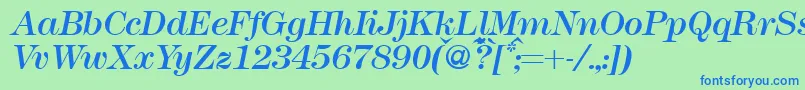 Modern438Regularitalic Font – Blue Fonts on Green Background