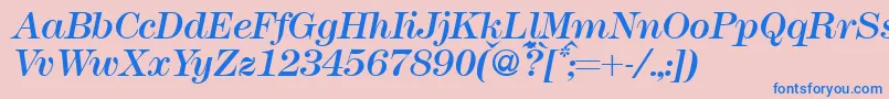 Modern438Regularitalic-fontti – siniset fontit vaaleanpunaisella taustalla