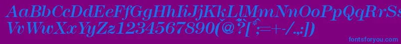 フォントModern438Regularitalic – 紫色の背景に青い文字