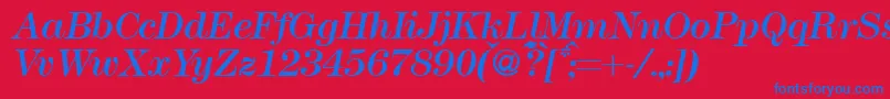 Шрифт Modern438Regularitalic – синие шрифты на красном фоне