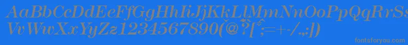 Modern438Regularitalic-fontti – harmaat kirjasimet sinisellä taustalla