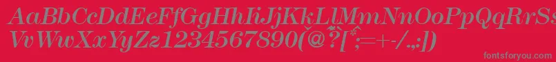 Шрифт Modern438Regularitalic – серые шрифты на красном фоне