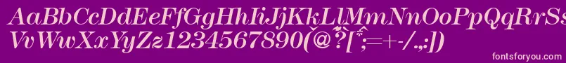 Modern438Regularitalic Font – Pink Fonts on Purple Background