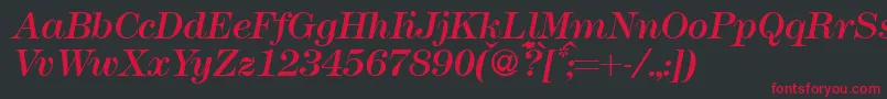 Czcionka Modern438Regularitalic – czerwone czcionki na czarnym tle