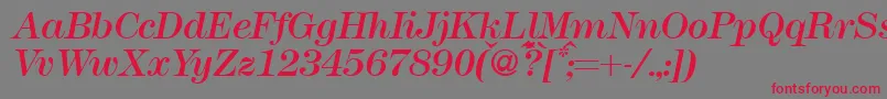 Czcionka Modern438Regularitalic – czerwone czcionki na szarym tle