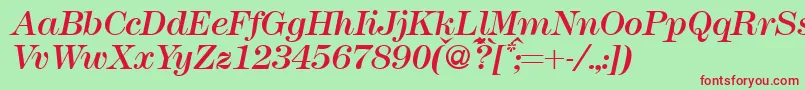 Czcionka Modern438Regularitalic – czerwone czcionki na zielonym tle