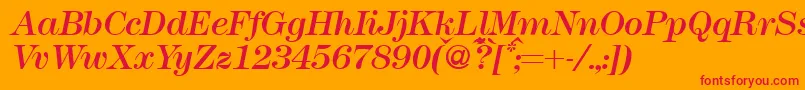 Modern438Regularitalic Font – Red Fonts on Orange Background