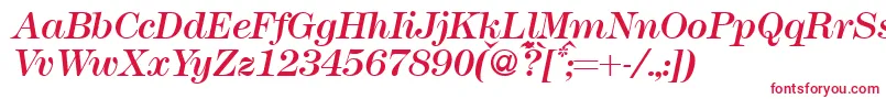 フォントModern438Regularitalic – 白い背景に赤い文字