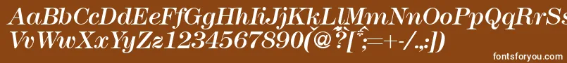 Czcionka Modern438Regularitalic – białe czcionki na brązowym tle