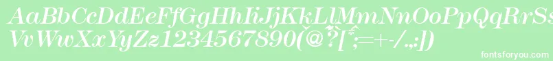 Czcionka Modern438Regularitalic – białe czcionki na zielonym tle