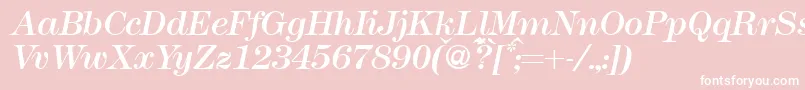 Fonte Modern438Regularitalic – fontes brancas em um fundo rosa