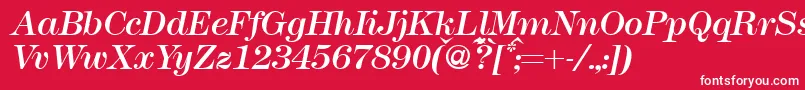 Шрифт Modern438Regularitalic – белые шрифты на красном фоне