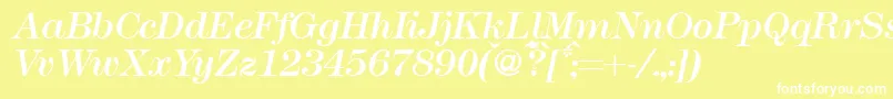 Modern438Regularitalic Font – White Fonts on Yellow Background