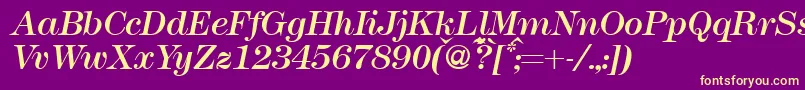 Czcionka Modern438Regularitalic – żółte czcionki na fioletowym tle