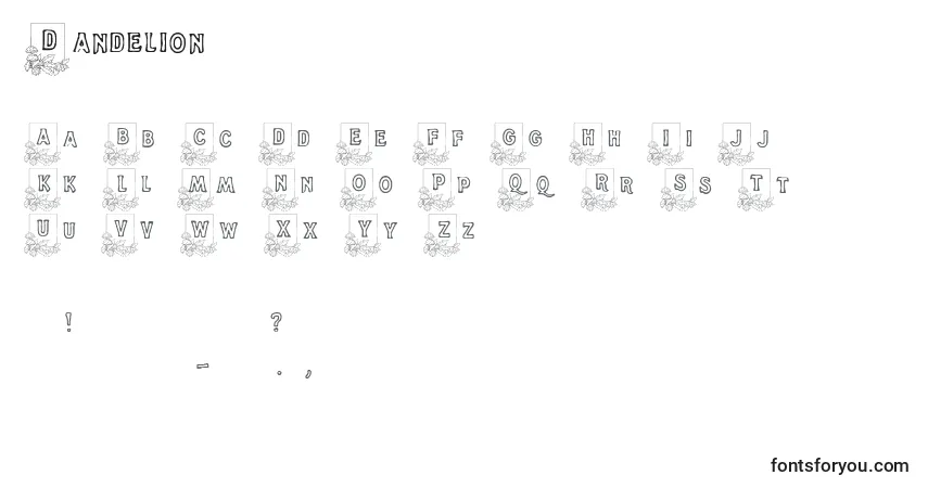 Schriftart Dandelion – Alphabet, Zahlen, spezielle Symbole