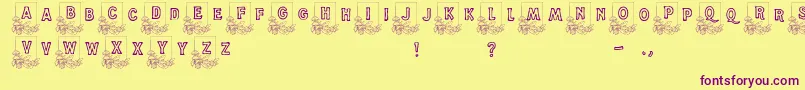 Weitere Informationen zur Dandelion-Schriftart Dandelion-Schriftart – Violette Schriften auf gelbem Hintergrund