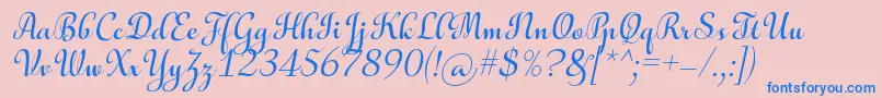 AulyarsItalic Font – Blue Fonts on Pink Background