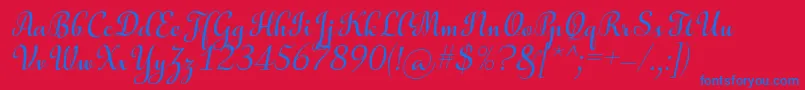 AulyarsItalic Font – Blue Fonts on Red Background