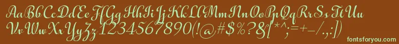 AulyarsItalic Font – Green Fonts on Brown Background