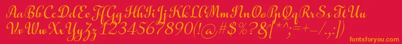 フォントAulyarsItalic – 赤い背景にオレンジの文字