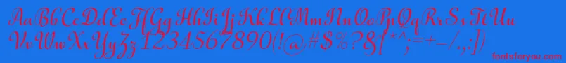 AulyarsItalic Font – Red Fonts on Blue Background