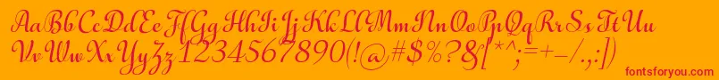 AulyarsItalic-Schriftart – Rote Schriften auf orangefarbenem Hintergrund