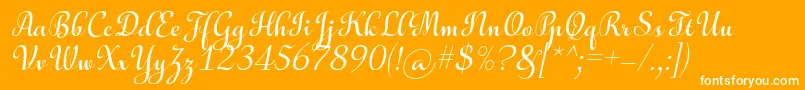 AulyarsItalic-Schriftart – Weiße Schriften auf orangefarbenem Hintergrund