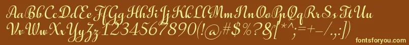 AulyarsItalic Font – Yellow Fonts on Brown Background