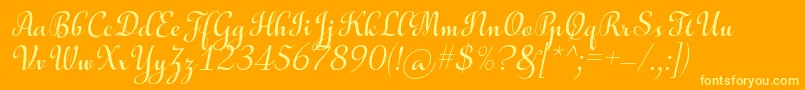 AulyarsItalic-Schriftart – Gelbe Schriften auf orangefarbenem Hintergrund